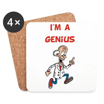 I am a genius (English) - Coasters (set of 4) - white - Front