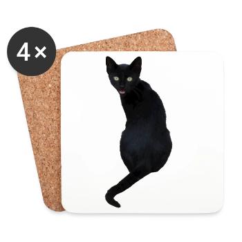 black cat kitten cat shirt gift - Coasters (set of 4) - white - Front