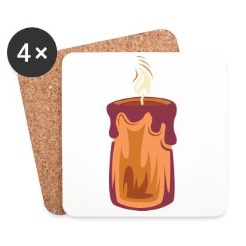 Bougie Illustration de lumière de Noël 1er Avent - Dessous de verre (lot de 4) - blanc - Devant