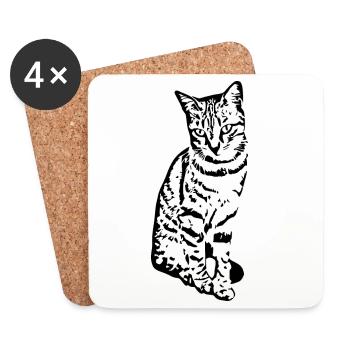 Katze Kätzchen Tigerkatze Katzenshirt Geschenk - Untersetzer (4er-Set) - Weiß - Vorne