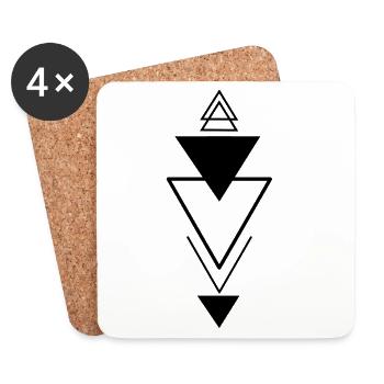 Symbole triangulaire (noir) - Dessous de verre (lot de 4) - blanc - Devant