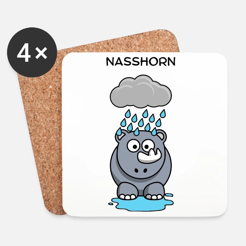 Regen-Hippo unter Wolken - Untersetzer (4er-Set) - Weiß