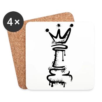 Chess King Graffiti Joueur D’échecs Symbole Du Club - Dessous de verre (lot de 4) - blanc - Devant