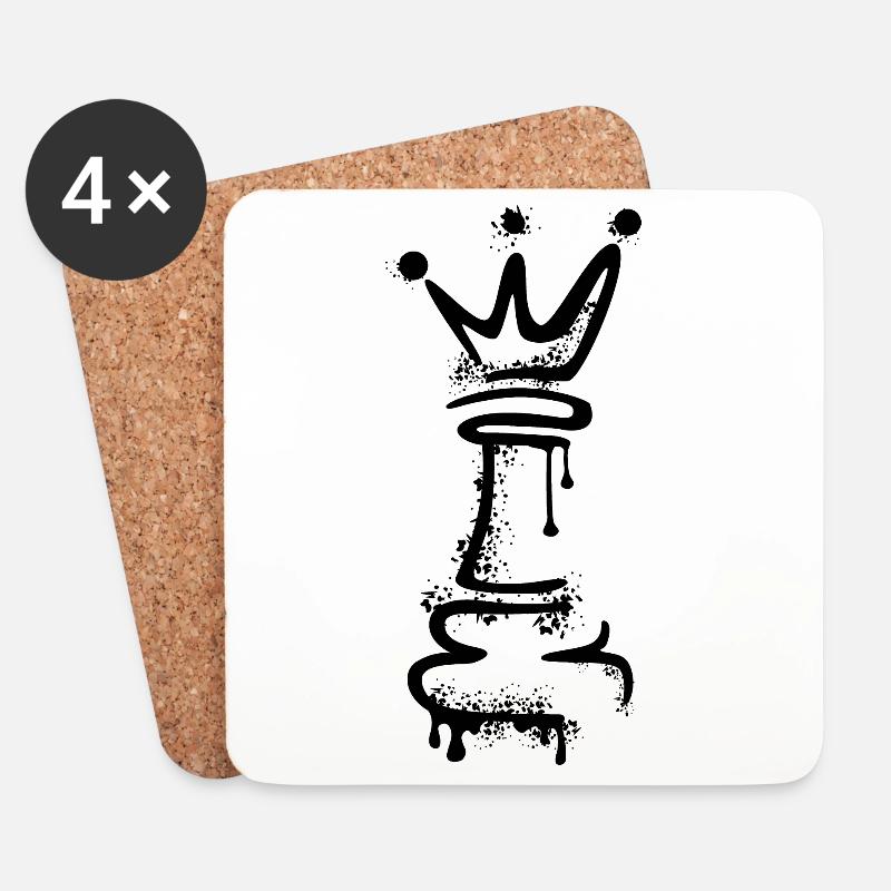 Schach König Graffiti Schachspieler Verein Symbol - Untersetzer (4er-Set) - Weiß