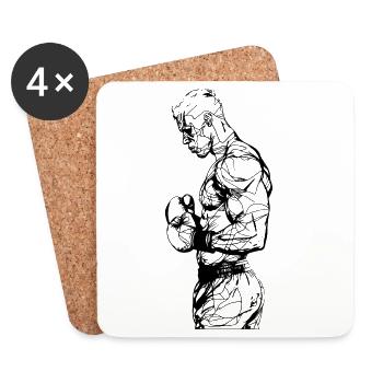 Dessin de boxeur - Dessous de verre (lot de 4) - blanc - Devant