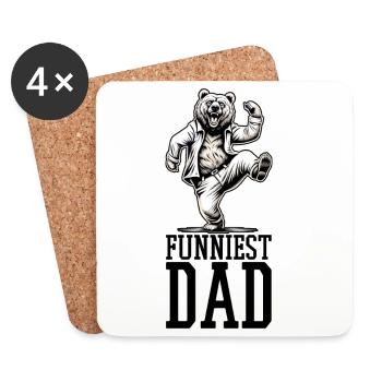Lustigster Vater tanzender Bär Geschenk - Untersetzer (4er-Set) - Weiß - Vorne