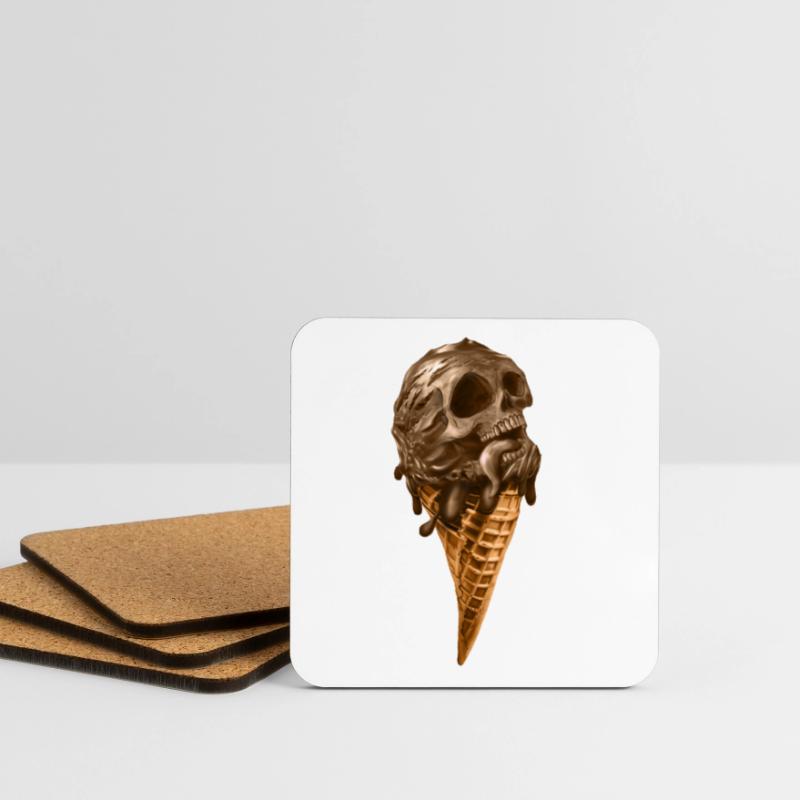 Softeis mit ätherischem Totenkopf Untersetzer (4er-Set)