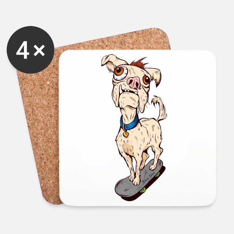 Ugly Skate Dog - Untersetzer (4er-Set) - Weiß