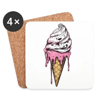 Crème glacée Crème glacée - Dessous de verre (lot de 4) - blanc - Devant