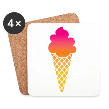 Crème glacée Crème glacée Gaufre d’été Magasin de crème glacée Symbole des Fêtes - Dessous de verre (lot de 4) - blanc - Devant