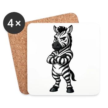 Cooles Zebra Selbstbewusst Cartoon Gelassen - Untersetzer (4er-Set) - Weiß - Vorne