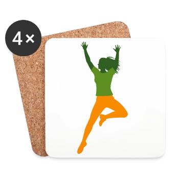 Vivid sporty woman dancer as silhouette - Coasters (set of 4) - white - Front