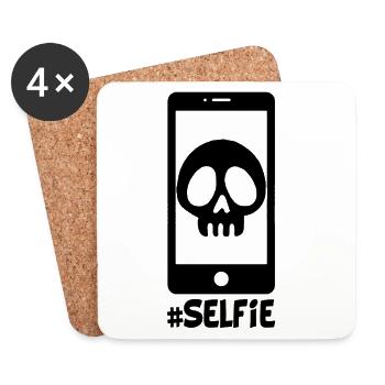 Selfie of a black skull - Coasters (set of 4) - white - Front