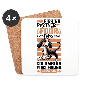Pêche et Fino Hound colombien - Dessous de verre (lot de 4) - blanc - Devant