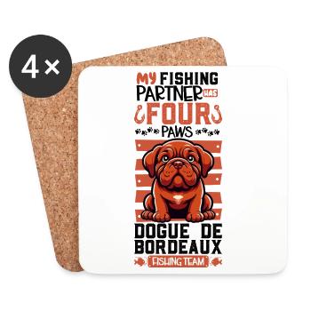 Angeln und Bordeauxdogge - Untersetzer (4er-Set) - Weiß - Vorne
