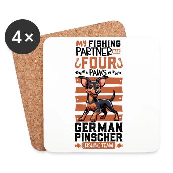 Angeln und Deutscher Pinscher - Untersetzer (4er-Set) - Weiß - Vorne