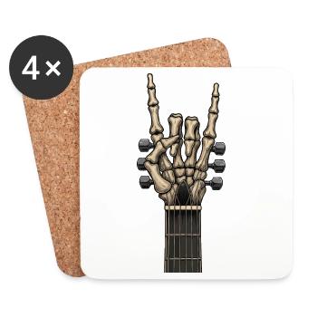 Rock On Skeleton Hand — Spooky Guitarist Vibe - Coasters (set of 4) - white - Front