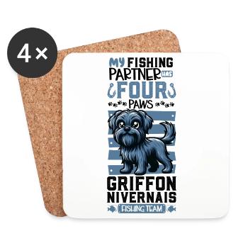 Angeln und Griffon Nivernais - Untersetzer (4er-Set) - Weiß - Vorne