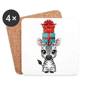 Süß Zebra Comic Weihnachten Balancieren Weihnacht - Untersetzer (4er-Set) - Weiß - Vorne