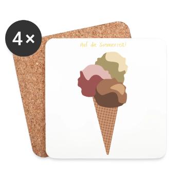 Auf die Sommerzeit Eiswaffel - Untersetzer (4er-Set) - Weiß - Vorne
