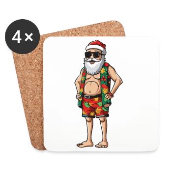 Père Noël Vacances d’été Père Noël Père Noël - Dessous de verre (lot de 4) - blanc - Devant