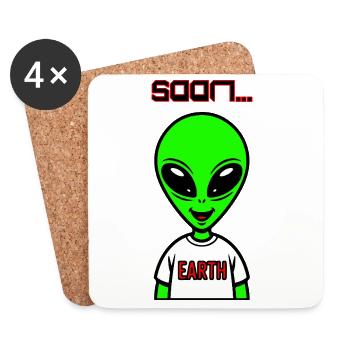 Green Alien - Coasters (set of 4) - white - Front