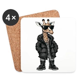 Giraffe Cool Winter - Untersetzer (4er-Set) - Weiß - Vorne