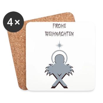 Jesus in the Manger Merry Christmas Text - Coasters (set of 4) - white - Front
