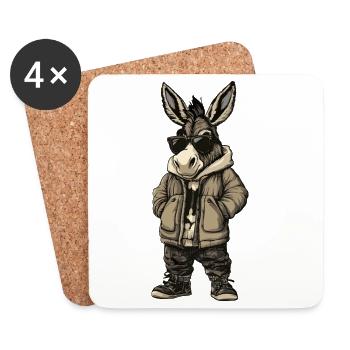 Donkey Cool Winter - Coasters (set of 4) - white - Front