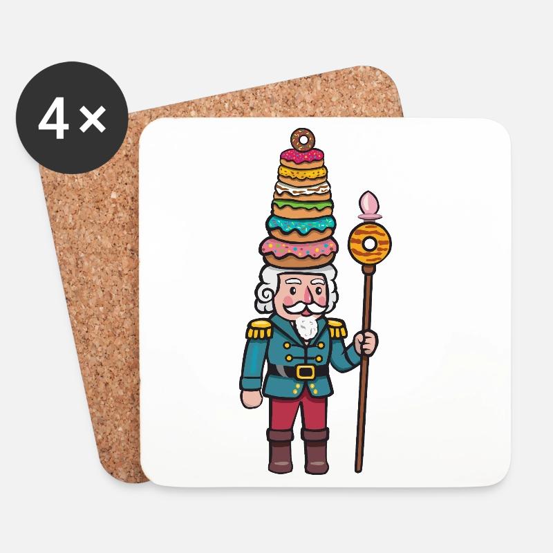Donut-Cracker Nussknacker - Untersetzer (4er-Set) - Weiß