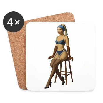 Mädchen mit dem Perlenohrring Pinup png - Untersetzer (4er-Set) - Weiß - Vorne