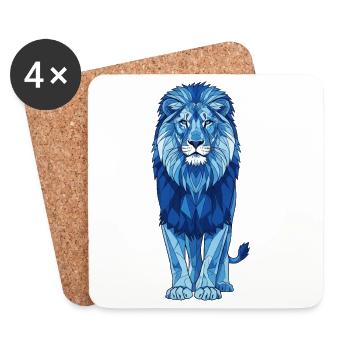Lion bleu géométrique - Dessous de verre (lot de 4) - blanc - Devant