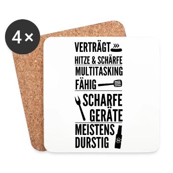 Koch Spruch: Verträgt Hitze & Schärfe Design - Untersetzer (4er-Set) - Weiß - Vorne
