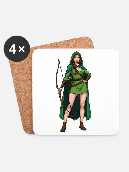Robin-Hood-Ehefrau - Untersetzer (4er-Set) - Weiß