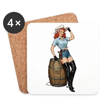 Pinup-Cowboy-Retro-Look - Untersetzer (4er-Set) - Weiß - Vorne
