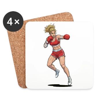 Épouse boxer - Dessous de verre (lot de 4) - blanc - Devant
