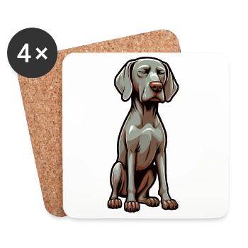 Weimaraner Amoureux Weimaraner Gardien Weimaraner - Dessous de verre (lot de 4) - blanc - Devant