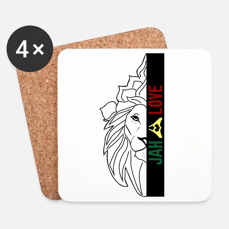 Jah liebt LION - Untersetzer (4er-Set) - Weiß
