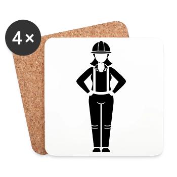 Construction Worker Woman Team Leader - Coasters (set of 4) - white - Front