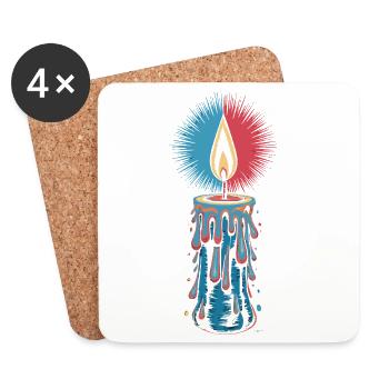 Faith Light Candle Retro Spirit Design - Coasters (set of 4) - white - Front
