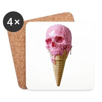 Pink Skull Eiscreme Kunst - Coasters (set of 4) - white - Front