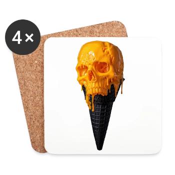 Glace de crâne en fonte au cône - Dessous de verre (lot de 4) - blanc - Devant