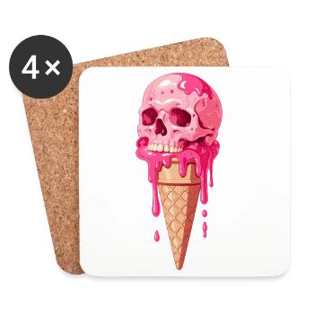 Pink Skull Eiscreme - Coasters (set of 4) - white - Front