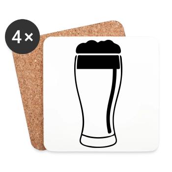 Verre à bière avec mousse luxuriante - Dessous de verre (lot de 4) - blanc - Devant