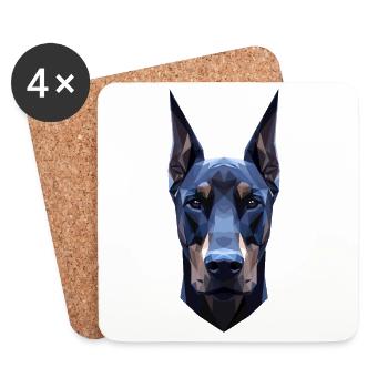 Doberman Motif Chien de Garde Fiers Dobermans - Dessous de verre (lot de 4) - blanc - Devant