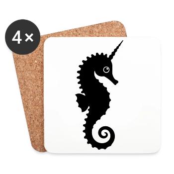 Hippocampe licorne mignon - Dessous de verre (lot de 4) - blanc - Devant