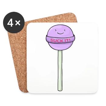 Süßer Lollipop mit Spruch Lustiges Cartoon Design - Untersetzer (4er-Set) - Weiß - Vorne