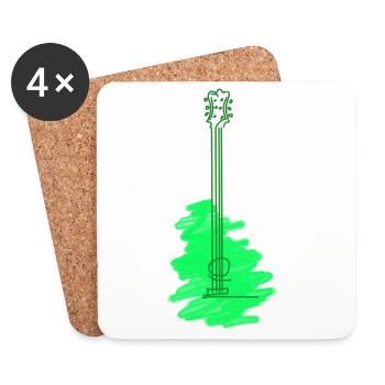 Guitar Watercolor - Coasters (set of 4) - white - Front