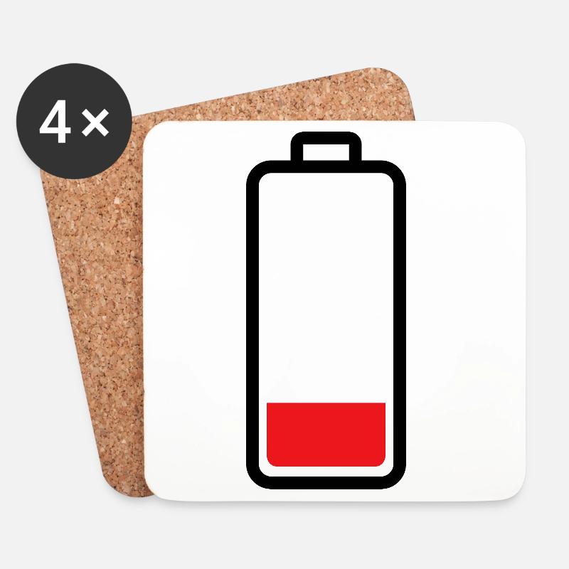schwache Batterie - Untersetzer (4er-Set) - Weiß
