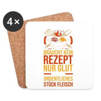 Barbecue, fête des pères, papa - Dessous de verre (lot de 4) - blanc - Devant